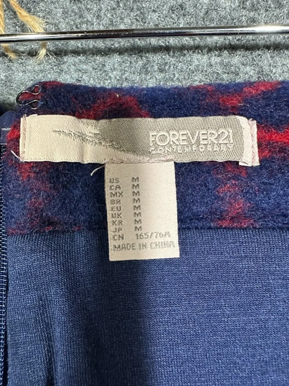 Forever 21 Skirt Womens Medium Wool Blend Pencil Lined NEW Navy Blue Red Pockets
